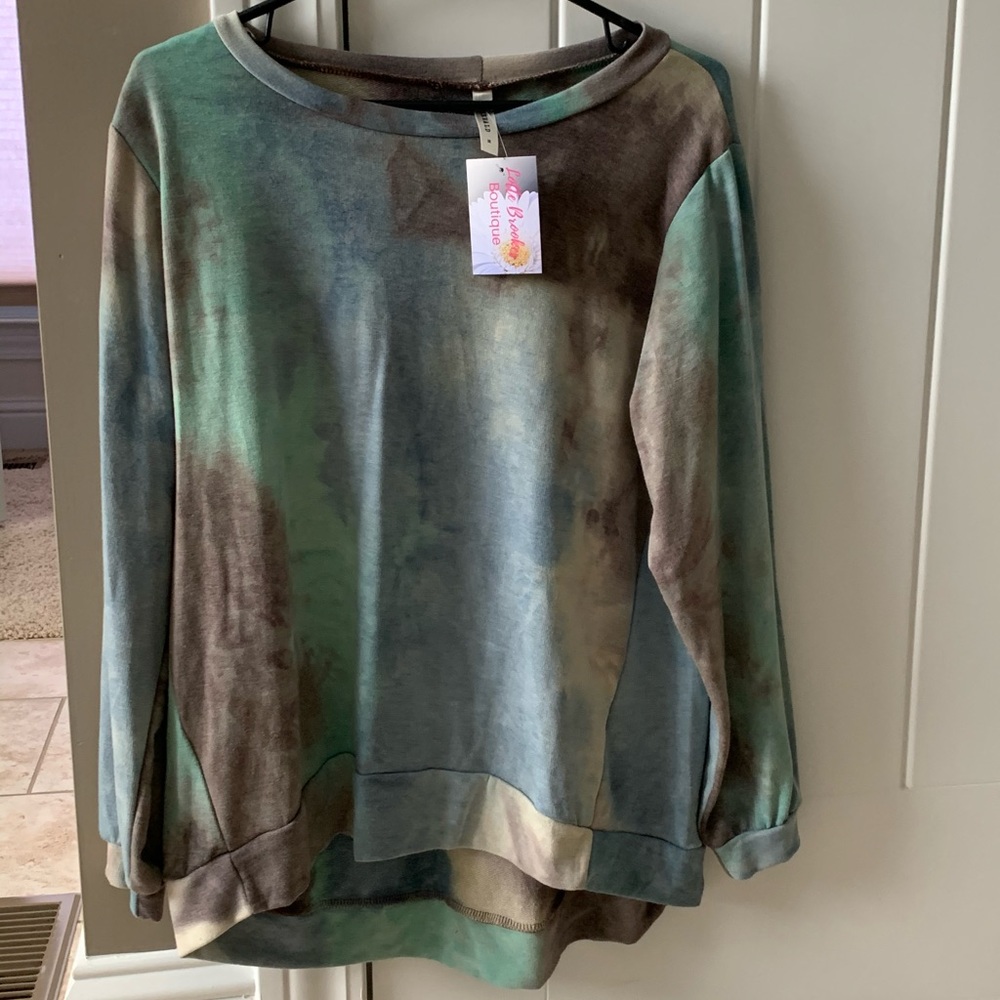 Brown green and blue tye dye sweatshirt